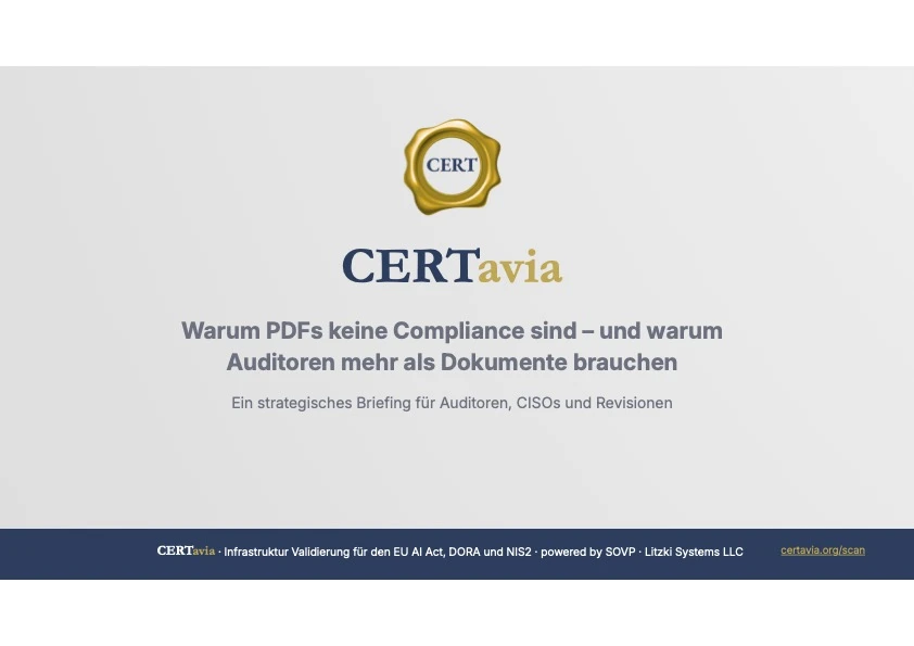 Cover: EU AI Act Infrastruktur-Compliance — CERTavia Whitepaper