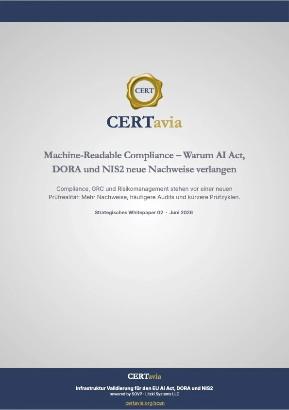 Cover: Machine-Readable Compliance — CERTavia Whitepaper