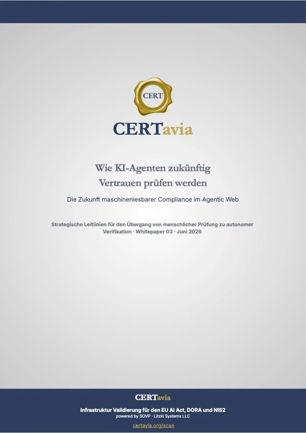 Cover: Wie KI-Agenten zukünftig Vertrauen prüfen werden — CERTavia Whitepaper